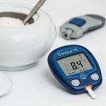 sugar bowl and diabetes testing kit