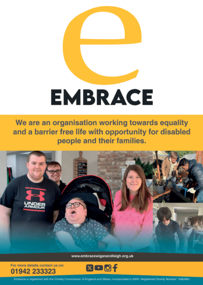 Embrace Leaflet - Front cover - a photo of people. Click this to download a pdf